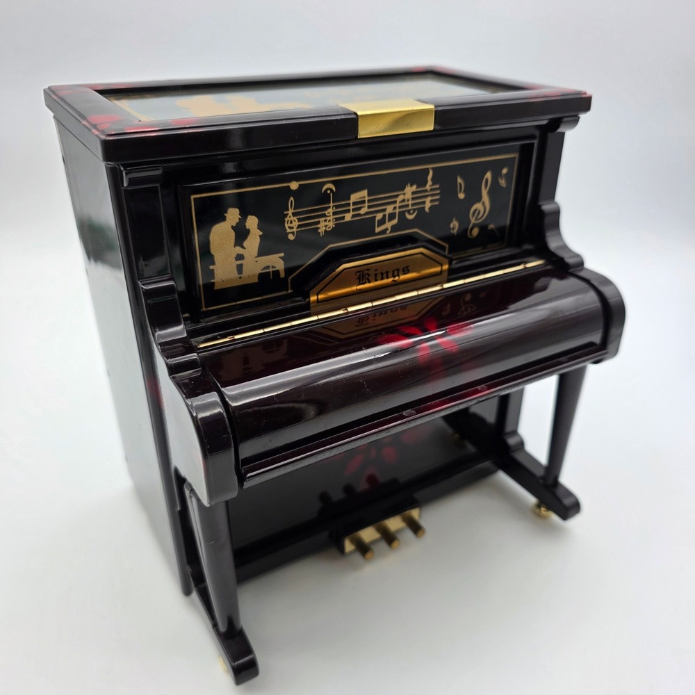 Kings Piano Jewelry Music Box Women's Vintage Ballerina Upright Black Red 6.5in